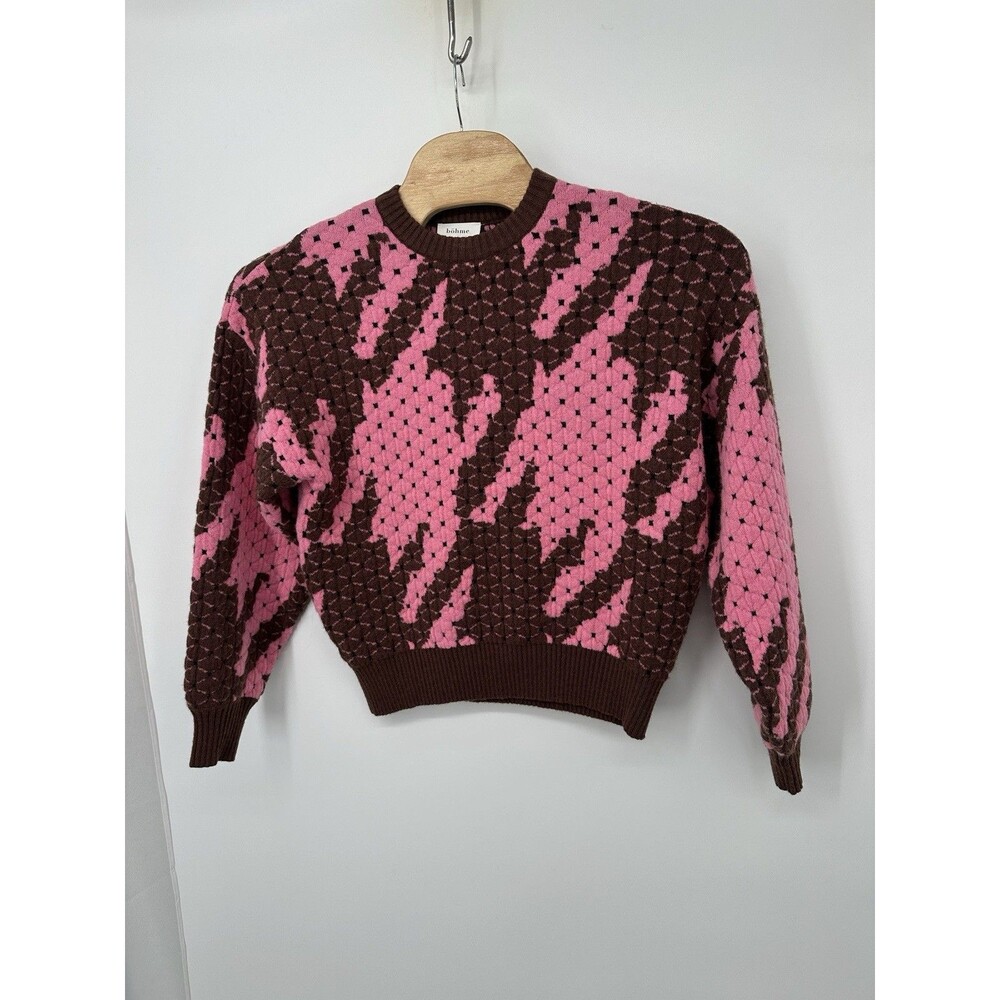 BOHME LONG SLEEVE SWEATER WOMENS Small Felicity abstract print pink‎ overiszed - Picture 3 of 14